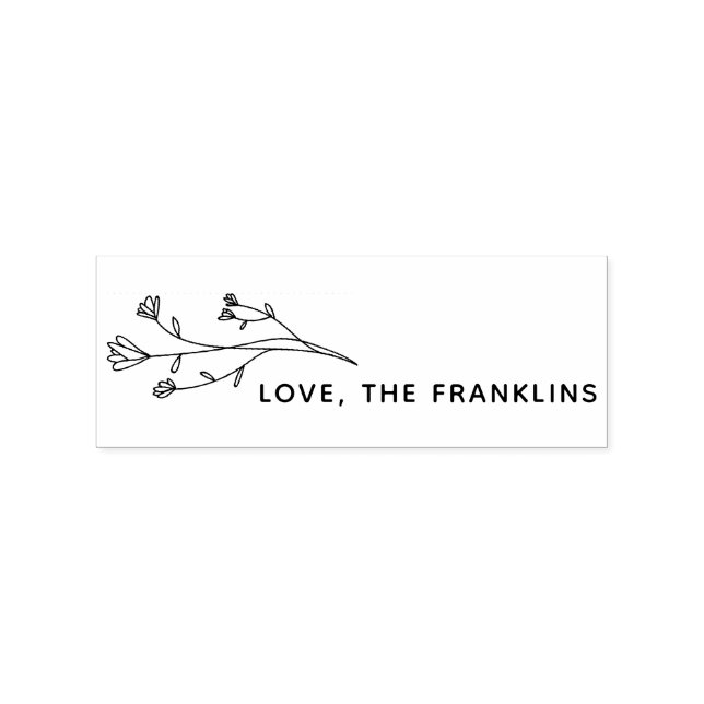 Boho Floral Family Name Rubber Stamp (Imprint)