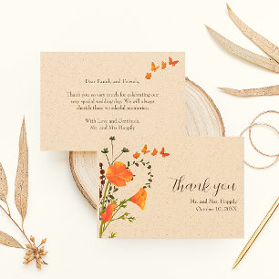 Boho Floral Fleur sauvage Mariage Merci Cartes