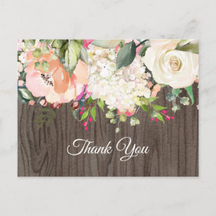 boho floral, flower birthday Postcard thank you