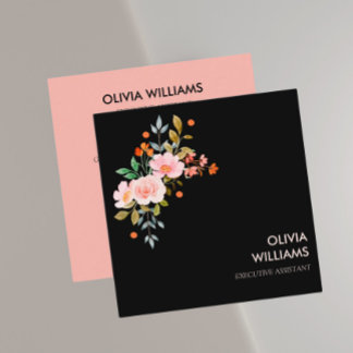Boho Floral  FLOWERS Square Business Card