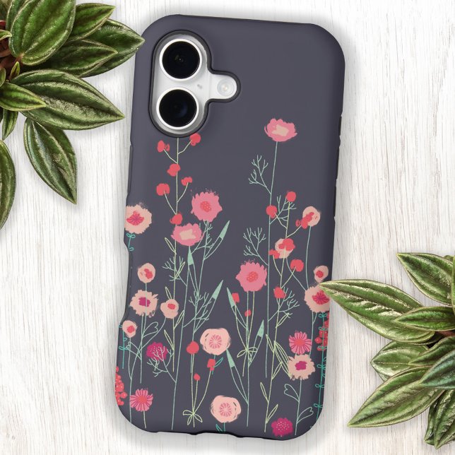 Boho floral foncé (Boho wildflower art cell phone case)