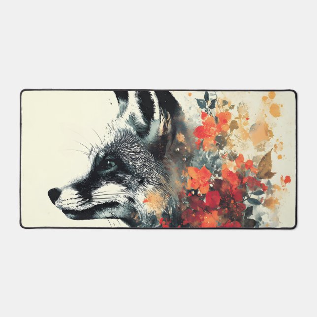 Boho Floral Fox Wildlife Nature Desk Mat (Front)