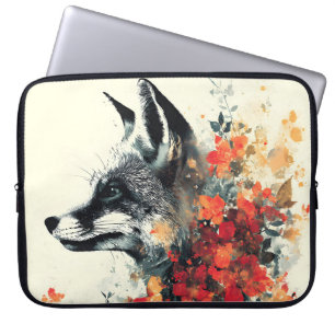 Boho Floral Fox Wildlife Nature Laptop Sleeve