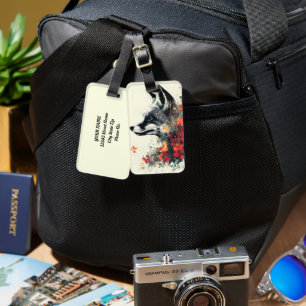 Boho Floral Fox Wildlife Nature Luggage Tag