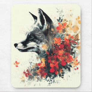 Boho Floral Fox Wildlife Nature Mouse Pad