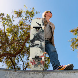 Boho Floral Fox Wildlife Nature Skateboard
