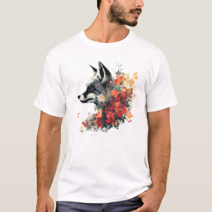 Boho Floral Fox Wildlife Nature T-Shirt