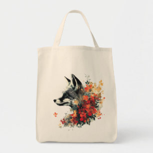 Boho Floral Fox Wildlife Nature Tote Bag