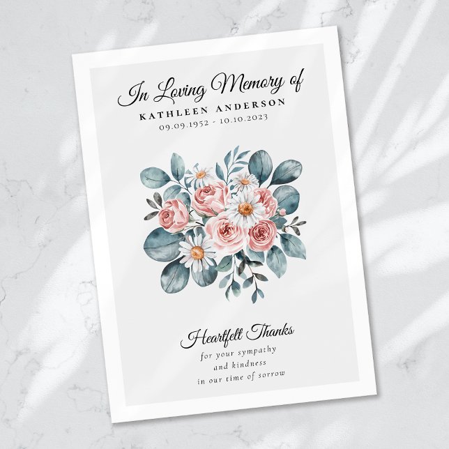 Boho Floral Funeral Memorial Thank You Card (Creator Uploaded)