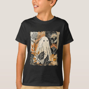 Boho Floral Funny Halloween Fall Ghost Girly Autum T-Shirt