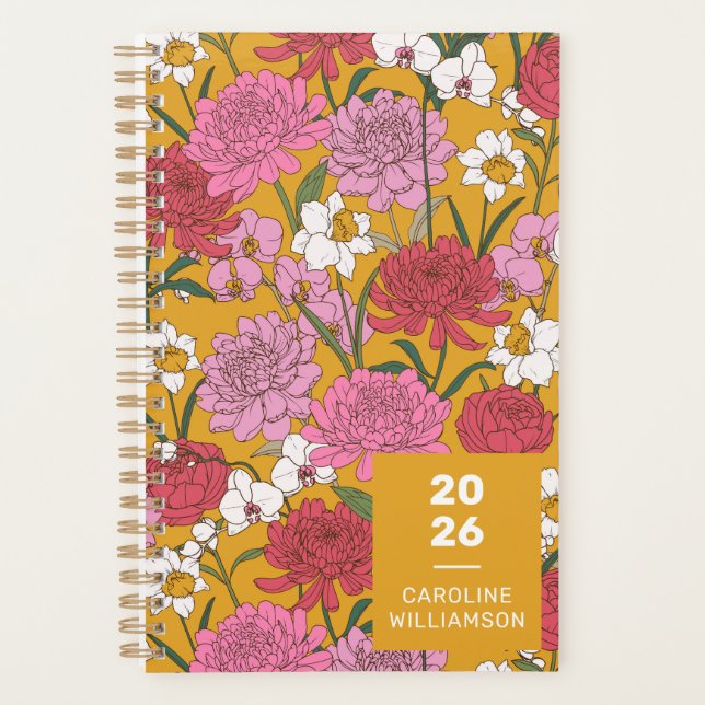 Boho Floral Garden Jaune Nom personnalisé (Devant)