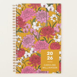 Boho Floral Garden Yellow Personalized Name Planner
