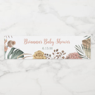 Boho Floral Gender Neutral Shower Water Bottle Label