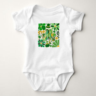 Boho Floral Glitter St Patrick Day Shamrock Baby Bodysuit