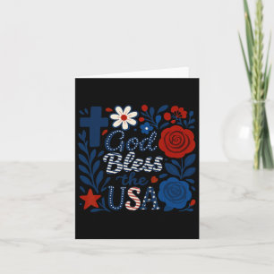 Boho Floral God Bless The Usa 4th Of July Flower G Card