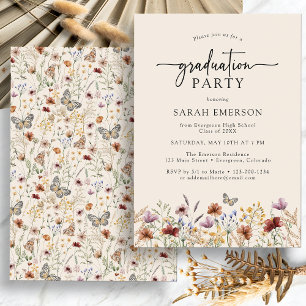 Boho Floral Graduation Invitation