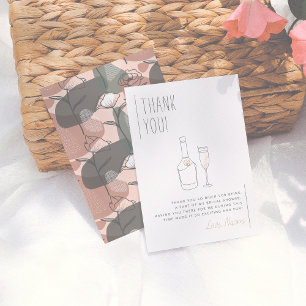 Boho Floral Green & Pink Bridal Shower Thank You Card