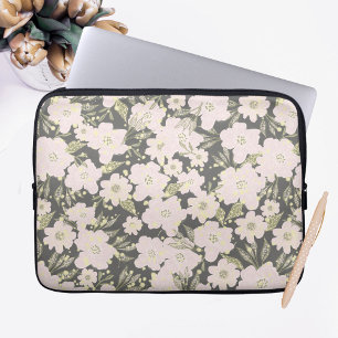 Boho Floral Grey Butter Yellow Pink Design Laptop Sleeve