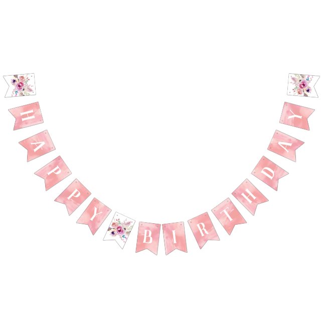 Boho Floral Happy Birthday Bunting Flags (All)