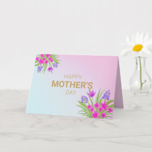 Boho Floral  Happy Mothers Day Pink Purple Yellow Card