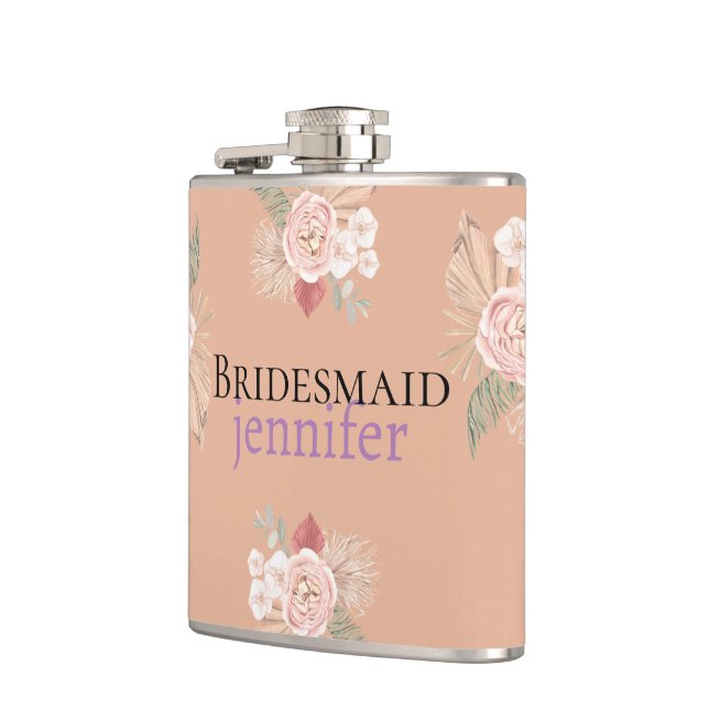 Boho Floral Heart Hip Flask (Left)