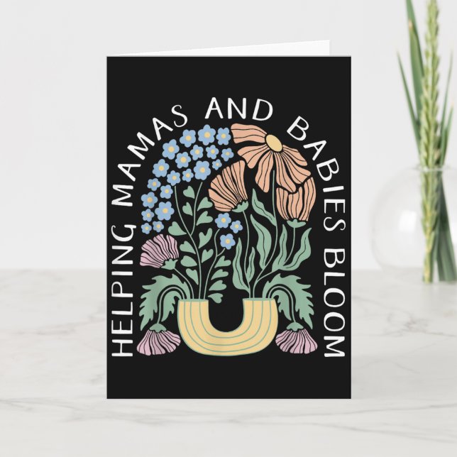 Boho Floral Helng Mamas &amp; Babies Bloom Doula B Card (Front)