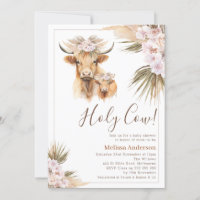 Boho Floral Highland Cow Calf Baby Shower