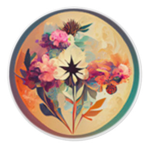 Boho Floral in Earth Tones Ceramic Knob