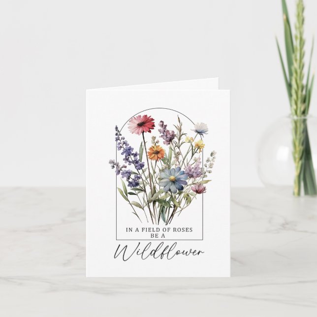 Boho Floral Inspirational Wildflower Quote Note Card (Front)