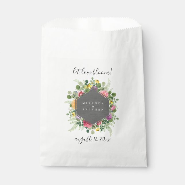 Boho Floral Let Love Bloom Wedding Flower Seeds Favour Bag (Front)