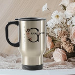 Boho Floral Letter Groomsman Travel Mug<br><div class="desc">Wedding party thank you gift mug to personalize for your groomsman. Groomsman is lettered with neutral boho floral letters and handwritten script. You can also add the name of the bride and groom and their wedding date, which frames a co-ordinating floral ampersand. Lovely wedding party keepsake gift and perfect for...</div>