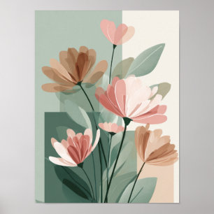 Boho Floral Line Art Print Neutral Botanical Min
