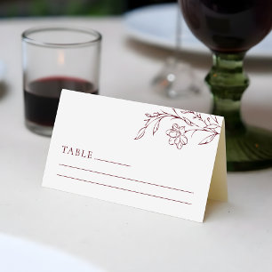 Boho Floral Line Art  Wedding Table Place Card