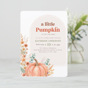 Boho Floral Little Pumpkin Baby Shower Invitation