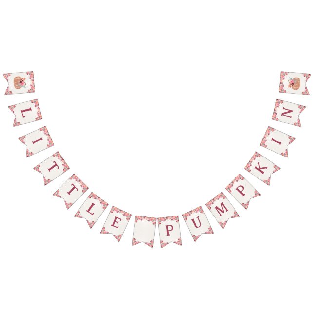 Boho Floral Little Pumpkin Birthday Bunting Banner (All)