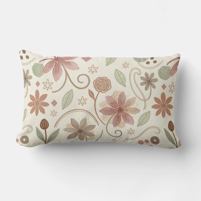 Boho Floral  Lumbar Pillow (Front)