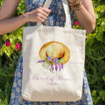 Boho floral maid of honour name  tote bag<br><div class="desc">Rustic bohemian elegant calligraphy script floral hat maid of honour or bridesmaid tote bag gift. Easy to personalize with your text!</div>
