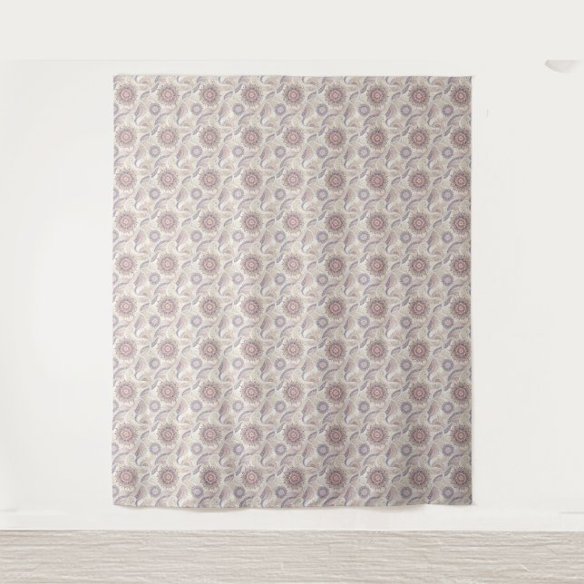 Boho Floral Mandala Spiritual Design Pattern Tapestry (Front)