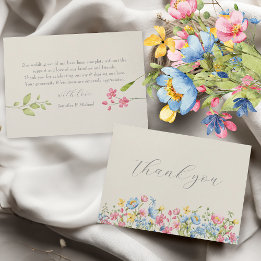 Boho Floral Mariage Carte de remerciements