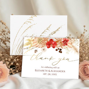 Boho Floral Mariage Carte de remerciements   Terra