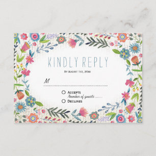 Boho Floral Mariage   Carte de réponse RSVP