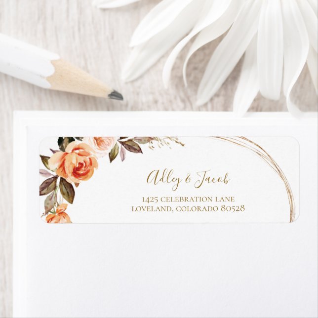 Boho Floral Mariage de automne Retourner l'adresse (En situation)
