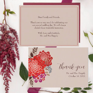 Boho Floral Mariage Merci Cartes