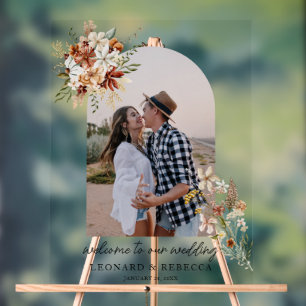 Boho Floral Mariage photo Symbole acrylique