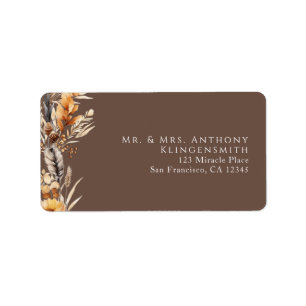 Boho Floral Minimal Bown Label