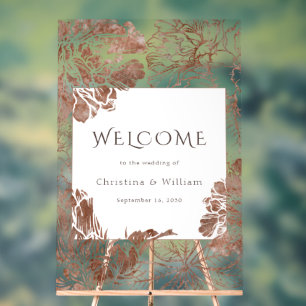 Boho Floral Mocha Brown Wedding Welcome Sign