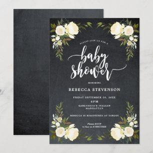 boho floral modern baby shower invitation