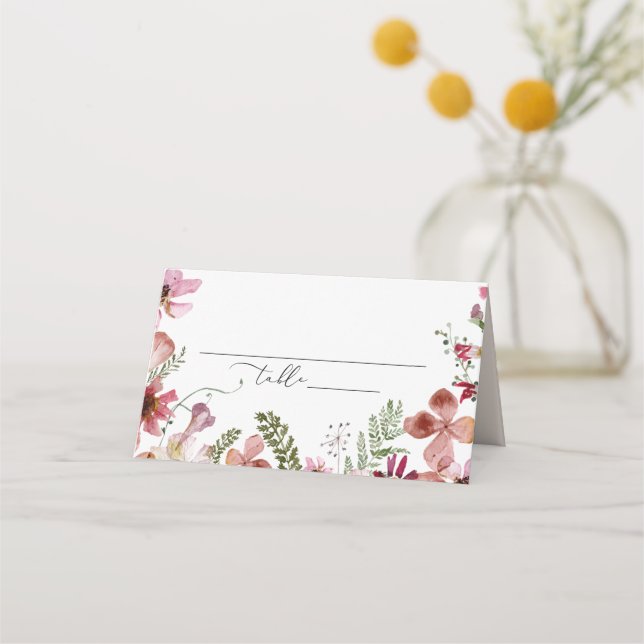 Boho Floral Moderne Numéro de table Place Cartes (Dos)