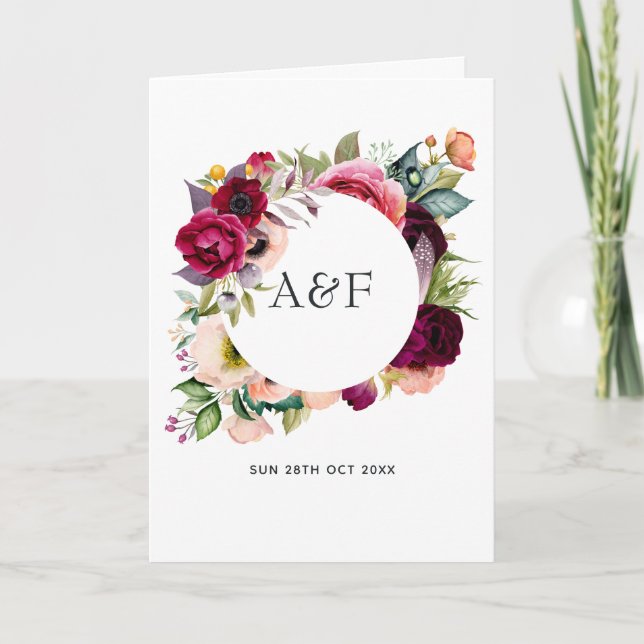 Boho Floral Monogram Wedding Program (Front)