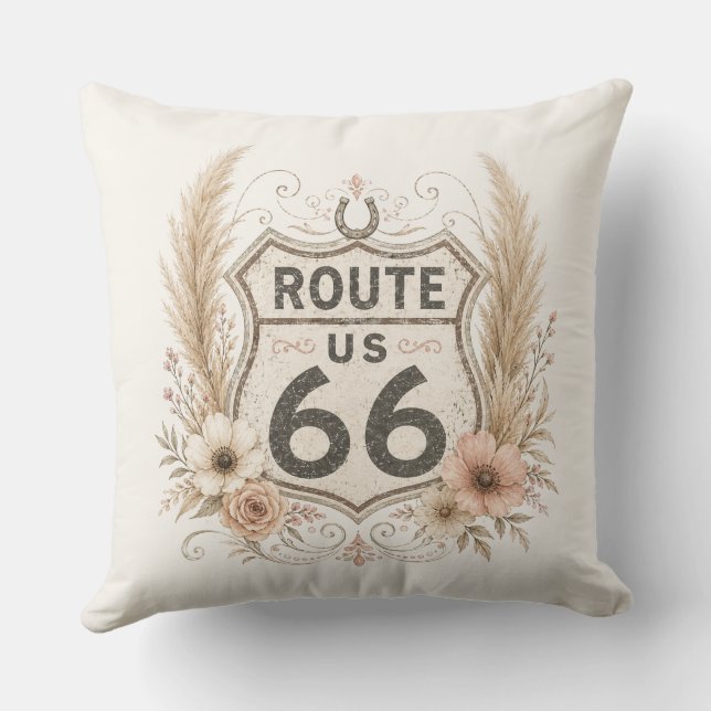 Boho Floral Mother Road Accent Throw Pillow (Back)